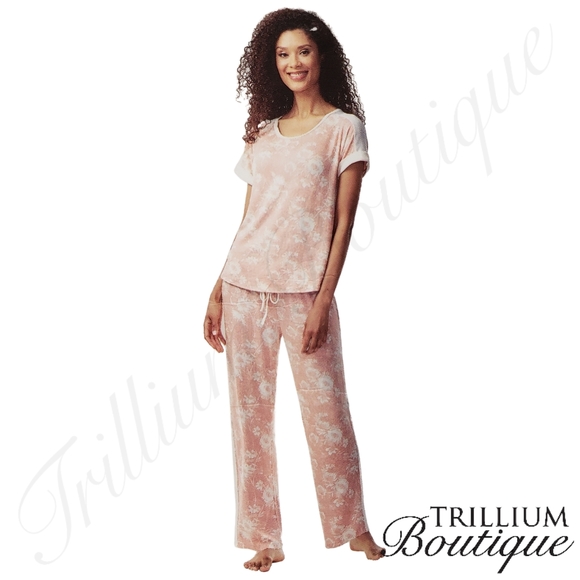 Lucky Brand Women's 4-piece Pajama Set Pink Floral - Picture 2 of 7
